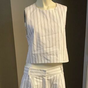 Tibi White Jumpsuit with Black Stripes